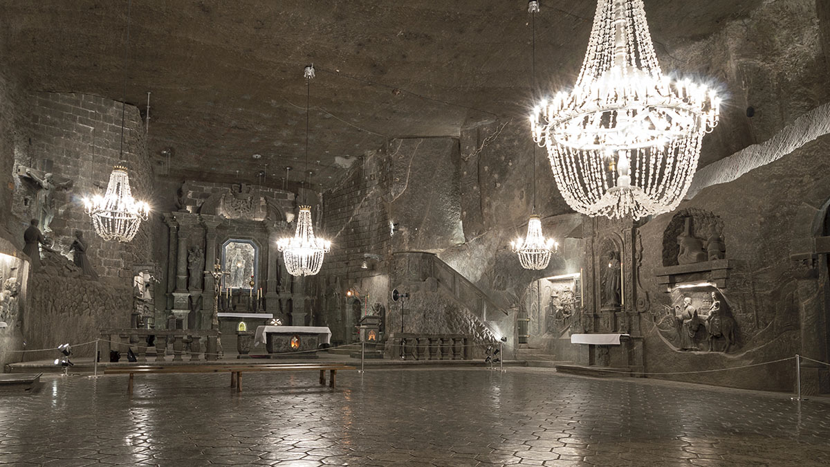 Camera sotterranea nella miniere di sale di Wieliczka a Cracovia. 📷 Depositphotos