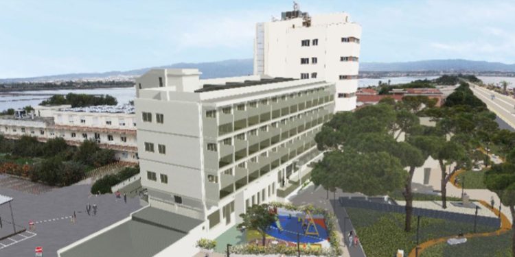 Rendering della ristrutturazione dell'Ospedale Marino di Cagliari