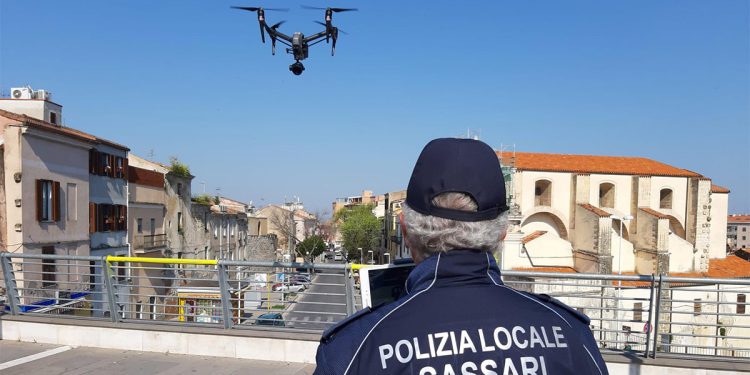 Drone in uso alla Polizia Locale di Sassari