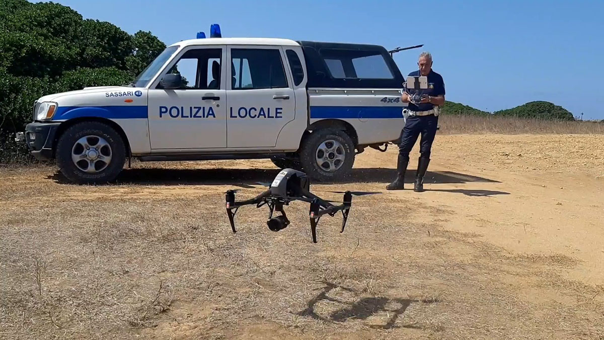 Drone in uso alla Polizia Locale di Sassari